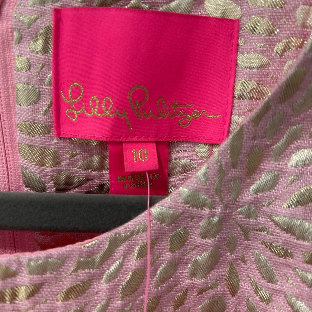 NWT Lilly Pulitzer Abree Pink and Gold Jacquard Dress size 10 - Picture 3 of 5